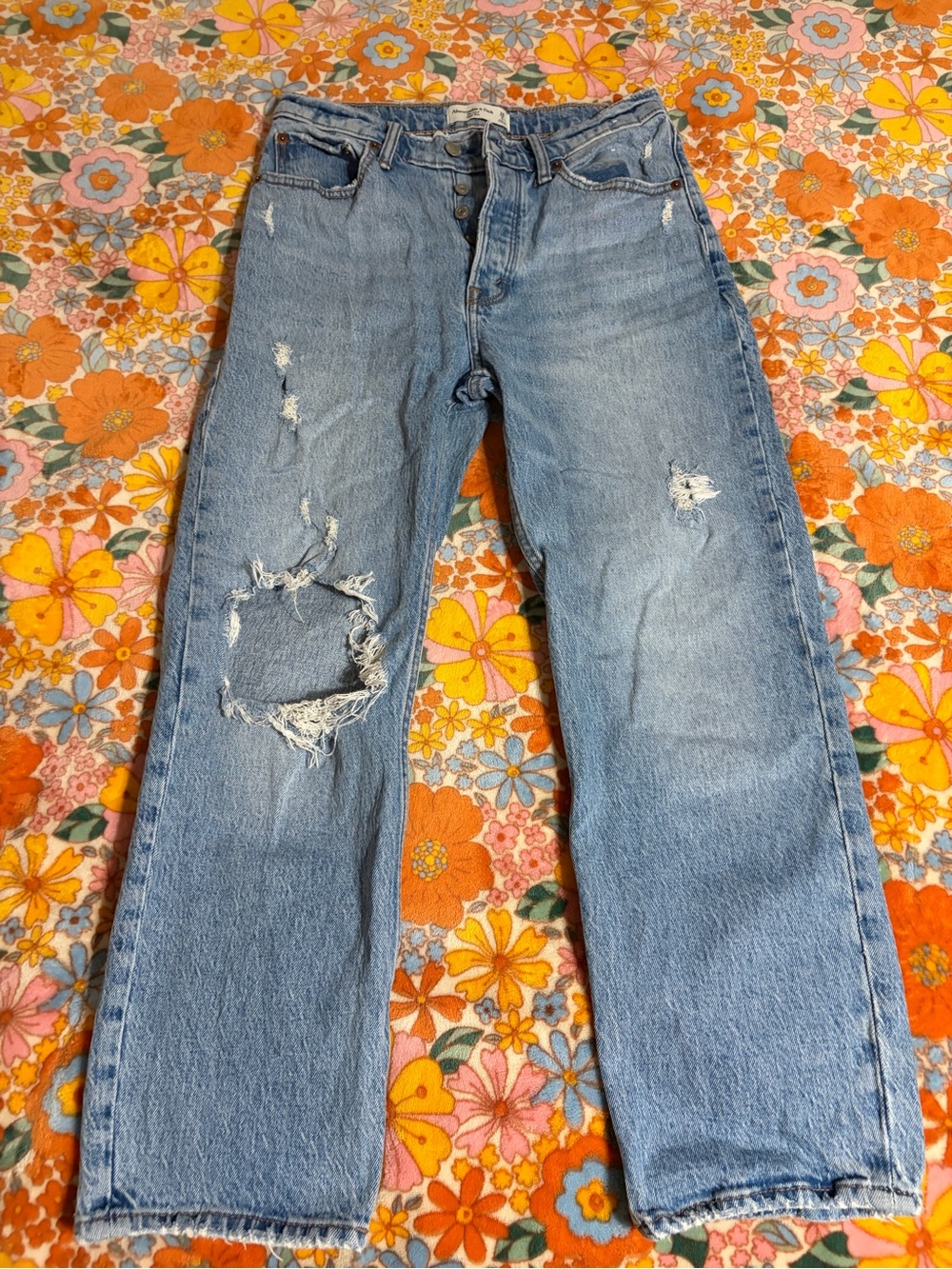 Abercrombie and Fitch Women’s Distressed Blue Jeans